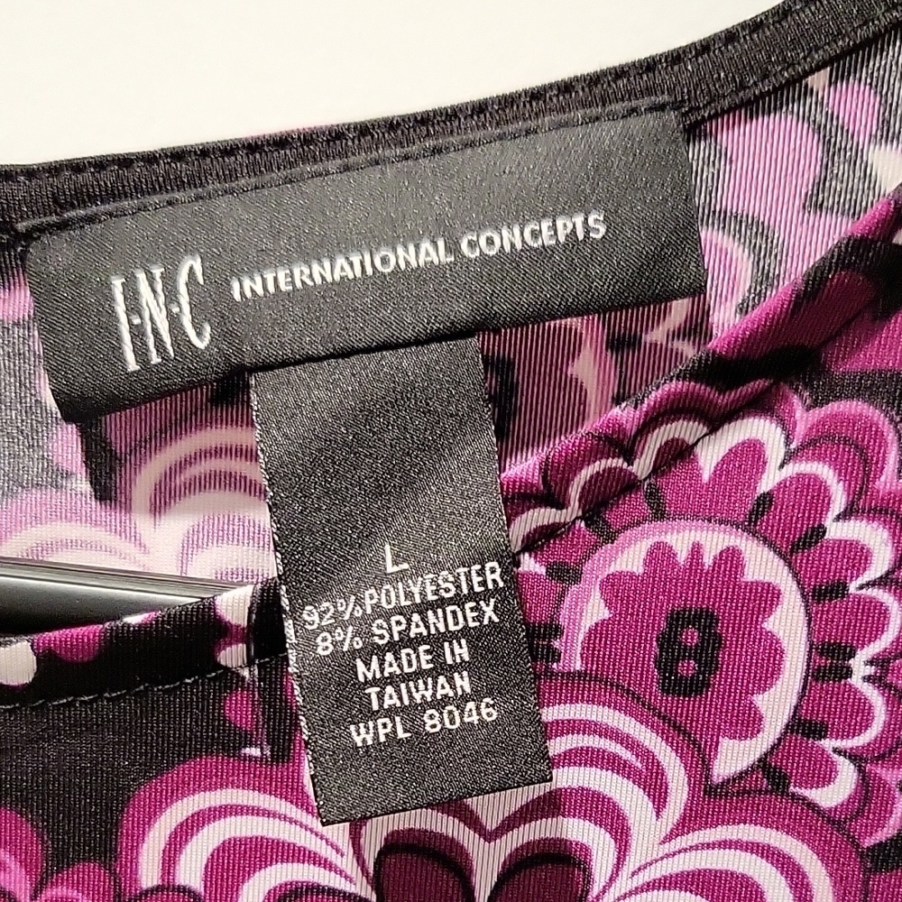 INC International Concepts Black and Purple Floral Dress - Picture 2 of 4